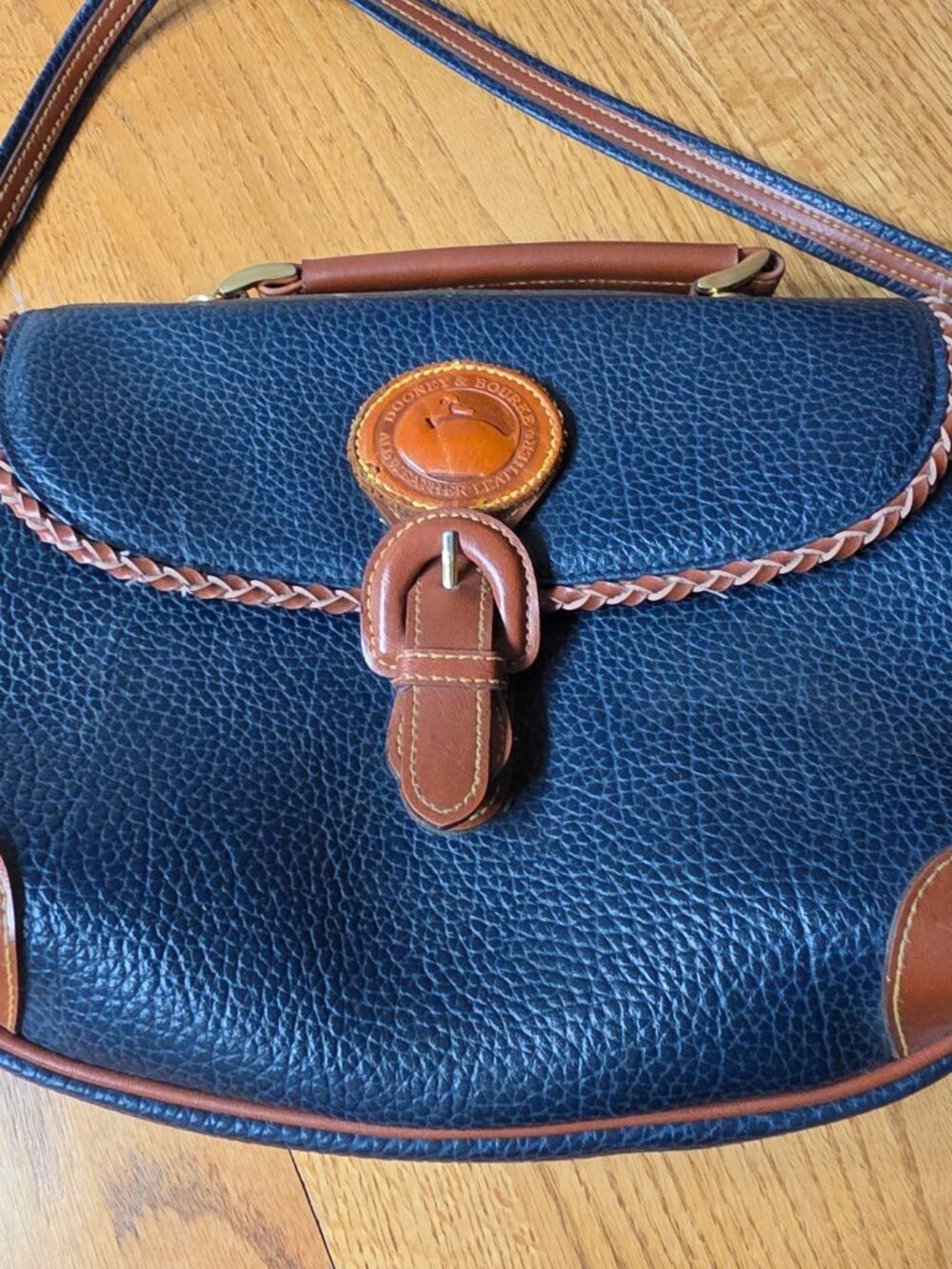 Vintage Dooney and Bourke shoulder bag All Weather Leather Blue Brown - Picture 9 of 12